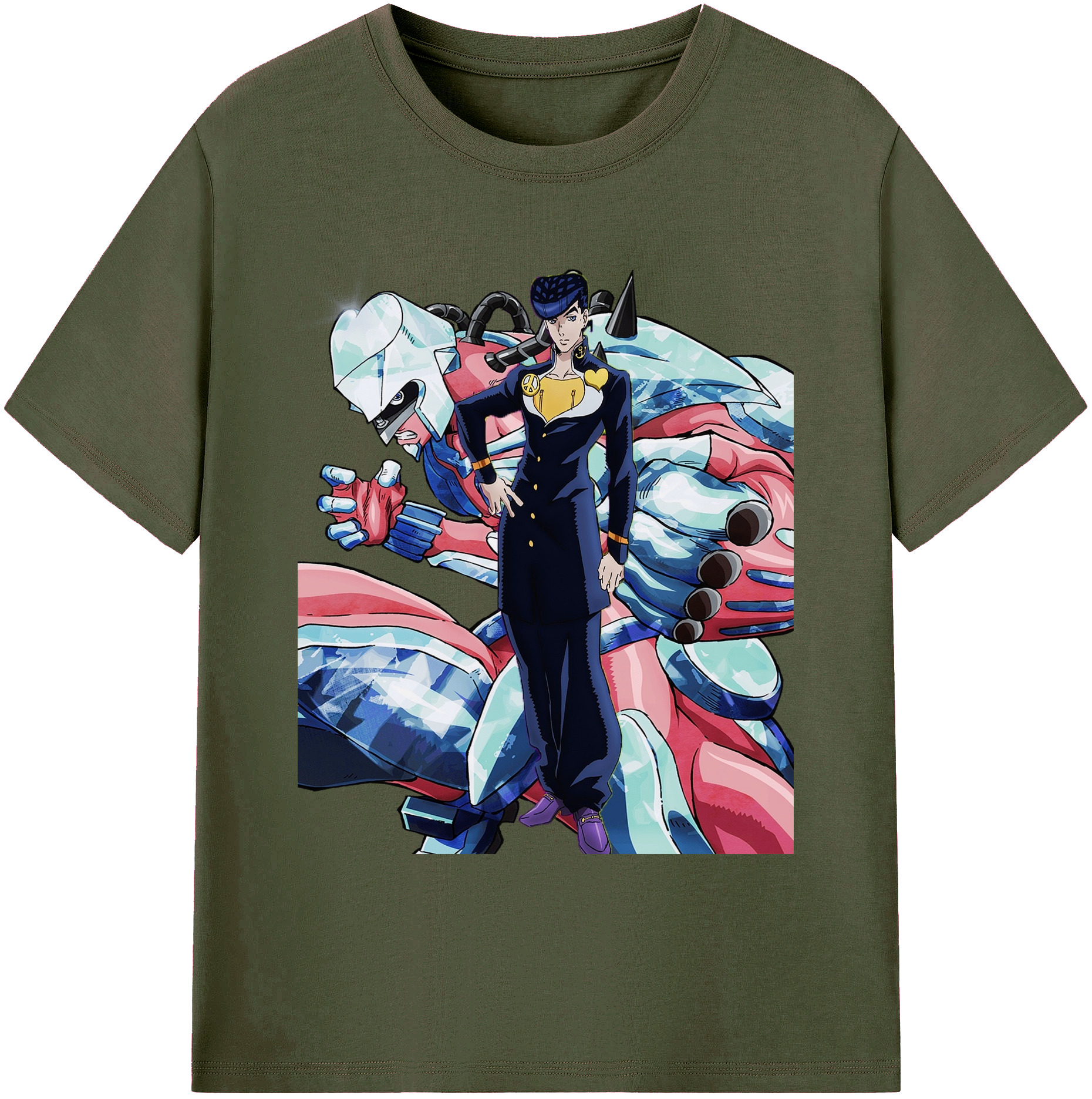 （画像用） ジョジョの奇妙な冒険 ひがしかた じょうすけ JoJo's Bizarre Adventure Higashikata Josuke 綿100％ メンズ半袖Tシャツ｜肌触りやわらか＆通気性